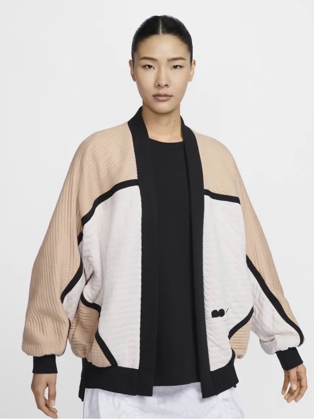 Nike Naomi Osaka Quilted Open Cardigan Jacket - Tan, Cream & Black